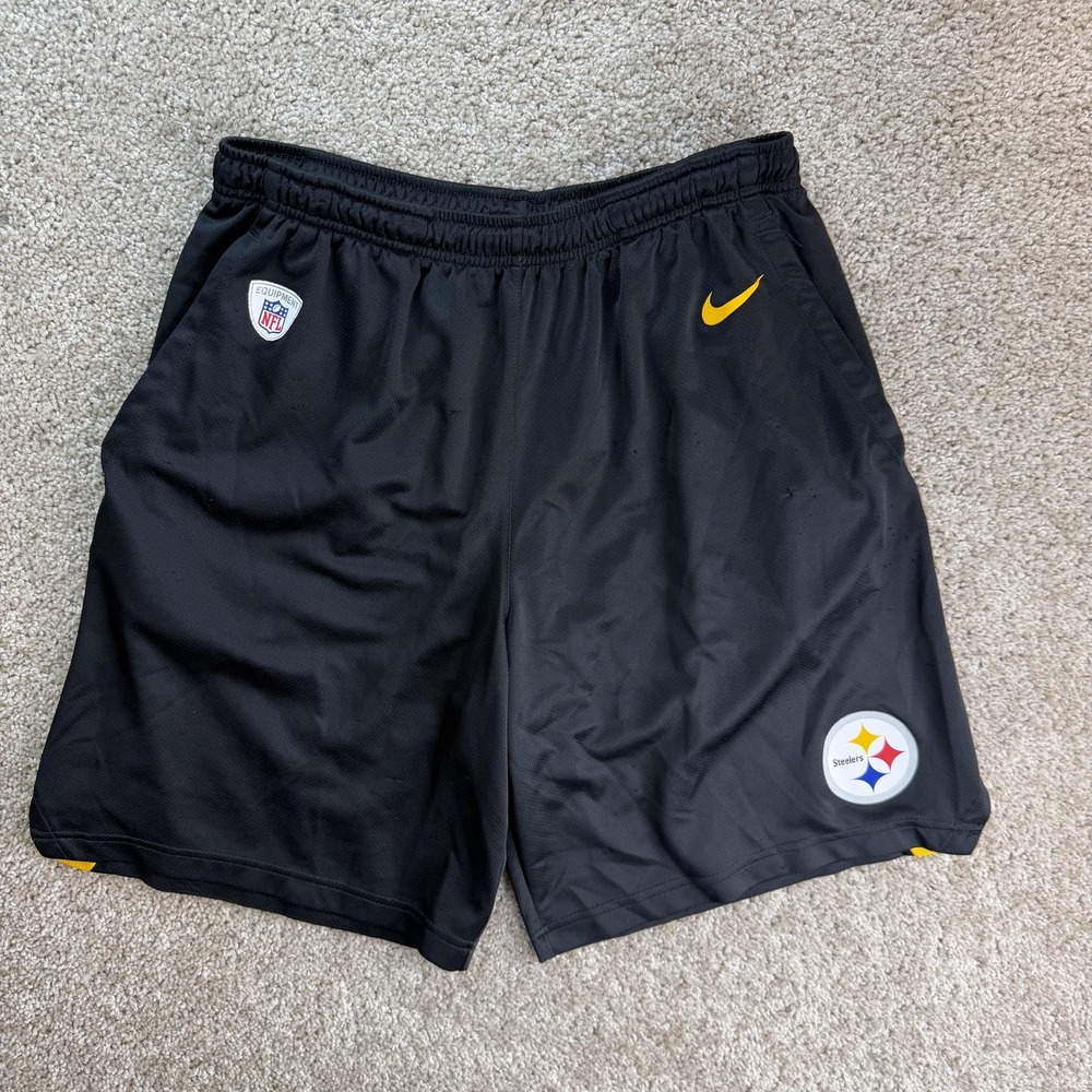 Pittsburgh Steelers Shorts Mens Large Black NFL Football Nike Dri Fit Training